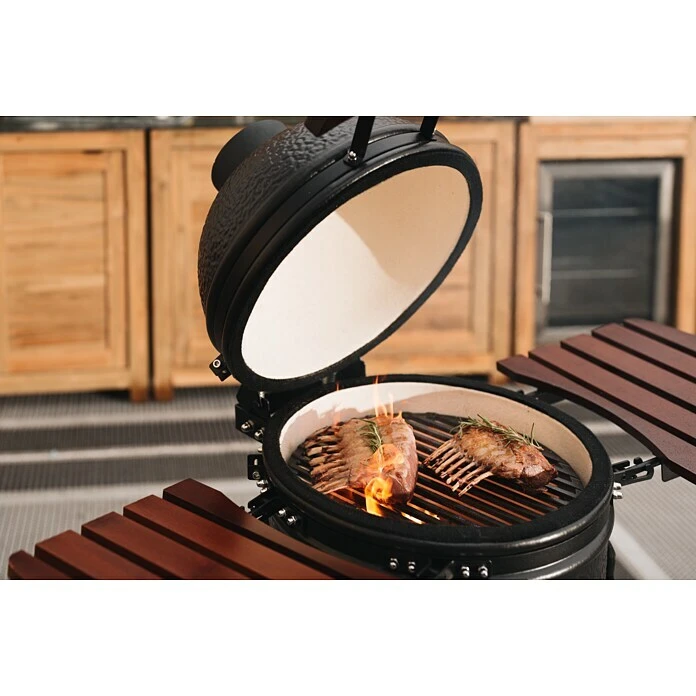 BAUHAUS Kingstone Holzkohlegrill Kamado 38 Schwarz, Hauptgrillfläche: Ø 38,3 Cm 8 BAUHAUS Kingstone Holzkohlegrill Kamado 38 Schwarz, Hauptgrillfläche: Ø 38,3 Cm – Bild 6