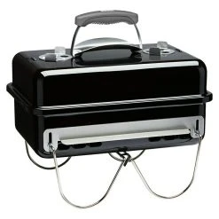 BAUHAUS Weber Go-Anywhere Holzkohlegrill Schwarz, Hauptgrillfläche: 42 X 26 Cm