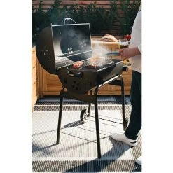 BAUHAUS Grillstar Holzkohlegrill Grilltonne L X B X H: 71 X 109 X 87 Cm, Schwarz, Hauptgrillfläche: 64 X 43 Cm -Bauhaus Shop 12 1701