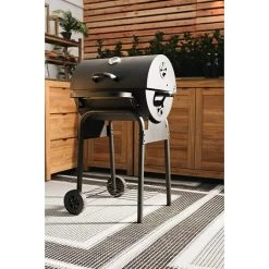 BAUHAUS Grillstar Holzkohlegrill Grilltonne L X B X H: 66 X 68 X 109 Cm, Schwarz, Hauptgrillfläche: 36,7 X 45 Cm -Bauhaus Shop 12 1840