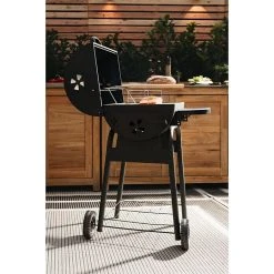 BAUHAUS Grillstar Holzkohlegrill Grilltonne L X B X H: 66 X 68 X 109 Cm, Schwarz, Hauptgrillfläche: 36,7 X 45 Cm -Bauhaus Shop 12 1841