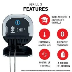 BAUHAUS Weber Grill-Thermometer IGrill 3 Messbereich: -30 - 300, Bluetooth, 2 Messfühler -Bauhaus Shop 12 195